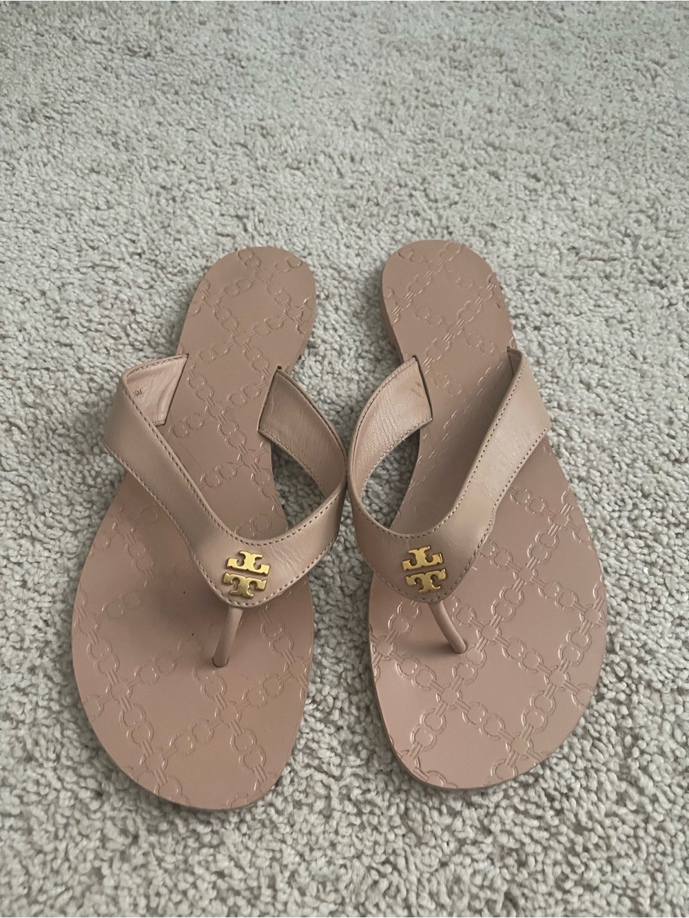 Tory Burch Blush Tan Logo Thong Sandals